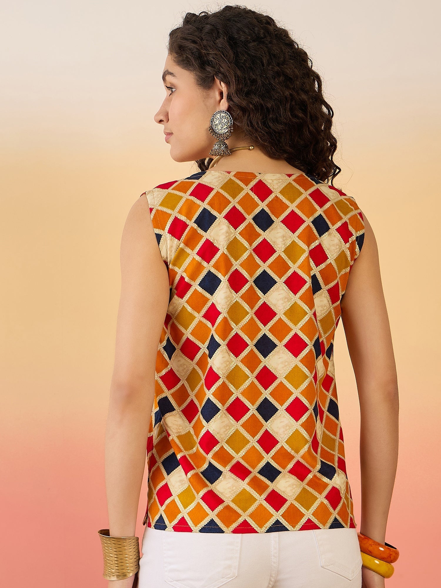 InWeave Mustard Multi Check Foil W/S Top