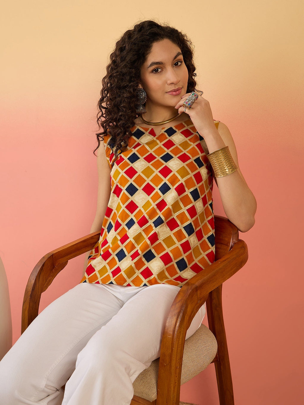 InWeave Mustard Multi Check Foil W/S Top
