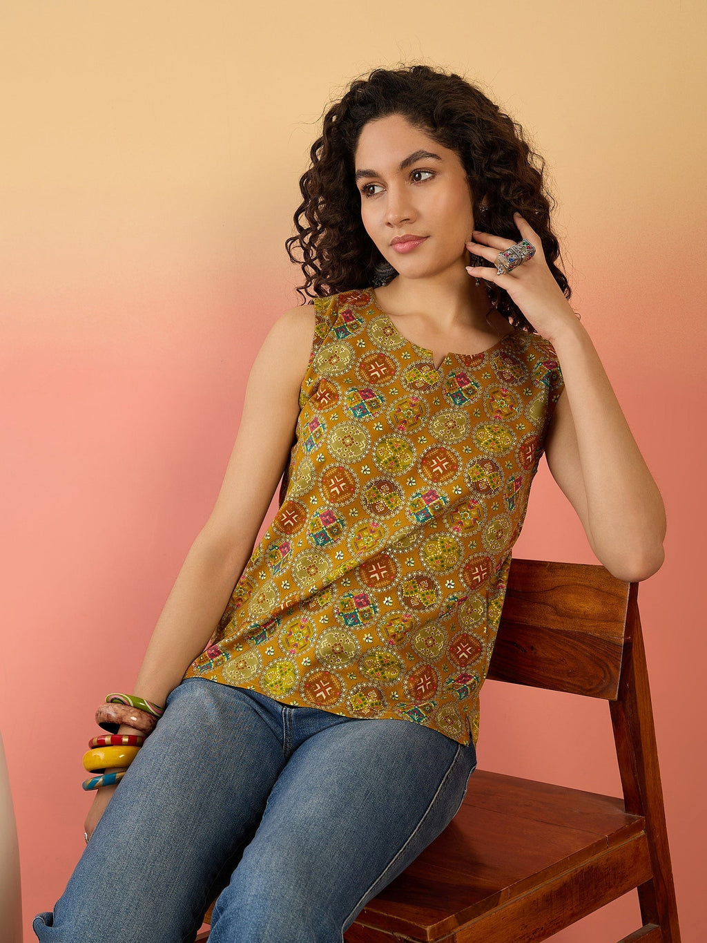 InWeave Ochre Round Multi Foil W/S Top