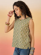 InWeave Olive Ajarakh W/S Top