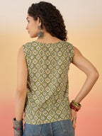 InWeave Olive Ajarakh W/S Top
