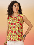 InWeave Butter Yellow Red Rose Jaal W/S Top