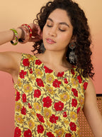 InWeave Butter Yellow Red Rose Jaal W/S Top