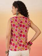 InWeave Pink Red Rose Jaal W/S Top