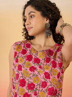 InWeave Pink Red Rose Jaal W/S Top