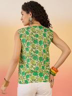 InWeave Pear Green Green Rose Jaal W/S Top