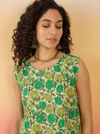InWeave Pear Green Green Rose Jaal W/S Top