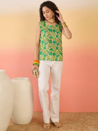 InWeave Pear Green Green Rose Jaal W/S Top