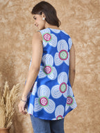 InWeave Blue White Flower V Neck Top