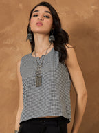 InWeave Black Small Check Sleeveless Top