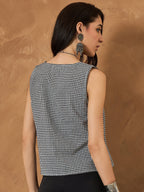 InWeave Black Small Check Sleeveless Top