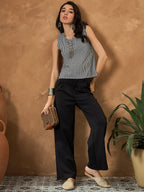 InWeave Black Small Check Sleeveless Top