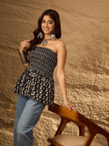 InWeave Black Arrow Ikkat Off Shoulder Top