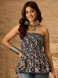 InWeave Black White Rose Off Shoulder Top