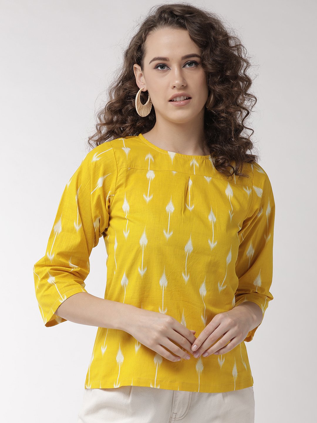 InWeave Women's Yellow Arrow Top
