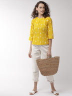 InWeave Women's Yellow Arrow Top