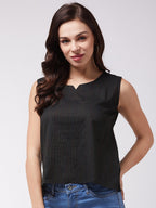 InWeave Black Kantha Sleeveless Top