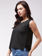 InWeave Black Kantha Sleeveless Top