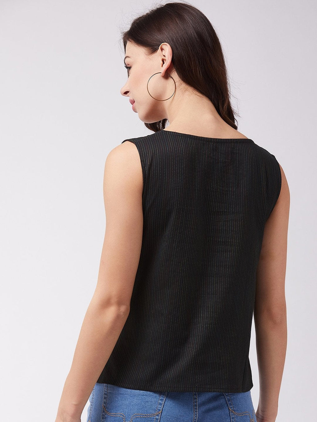 InWeave Black Kantha Sleeveless Top