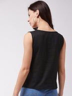 InWeave Black Kantha Sleeveless Top