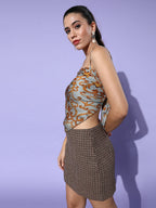 InWeave Green Mustard Swril Print Scarf Top