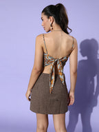 InWeave Green Mustard Swril Print Scarf Top
