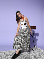 InWeave Cream Brown Leaf Print Scarf Top