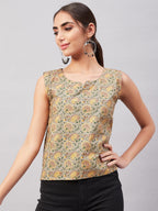 InWeave Grey Gold Floral W/U Top