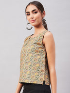 InWeave Grey Gold Floral W/U Top