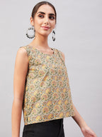 InWeave Grey Gold Floral W/U Top