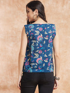 InWeave Blue Pink Kalamkari Top