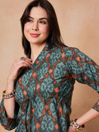 InWeave Aqua Pearl Shawl Neck Top