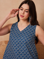 InWeave Blue Pyramid Kantha High Low W/S Top