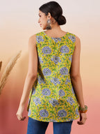 InWeave Sunset Yellow Floral Print V Neck W/S Top