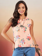 InWeave Peach Rose Print W/S Top