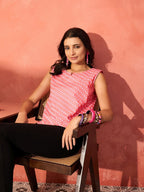 InWeave Pink White Gold Dot Print W/S Top