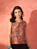 InWeave Rust Bird Jaal Print W/S Top