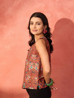 InWeave Rust Bird Jaal Print W/S Top