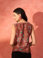 InWeave Rust Bird Jaal Print W/S Top