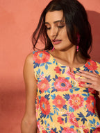 InWeave Butter Yellow Big Floral Print W/S Top