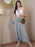 InWeave Powder Blue Ikkat Print Harem Pant