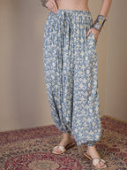 InWeave Powder Blue Ikkat Print Harem Pant