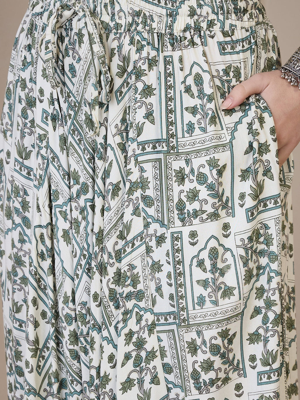 InWeave Sea Green Ethnic Window Harem Pant