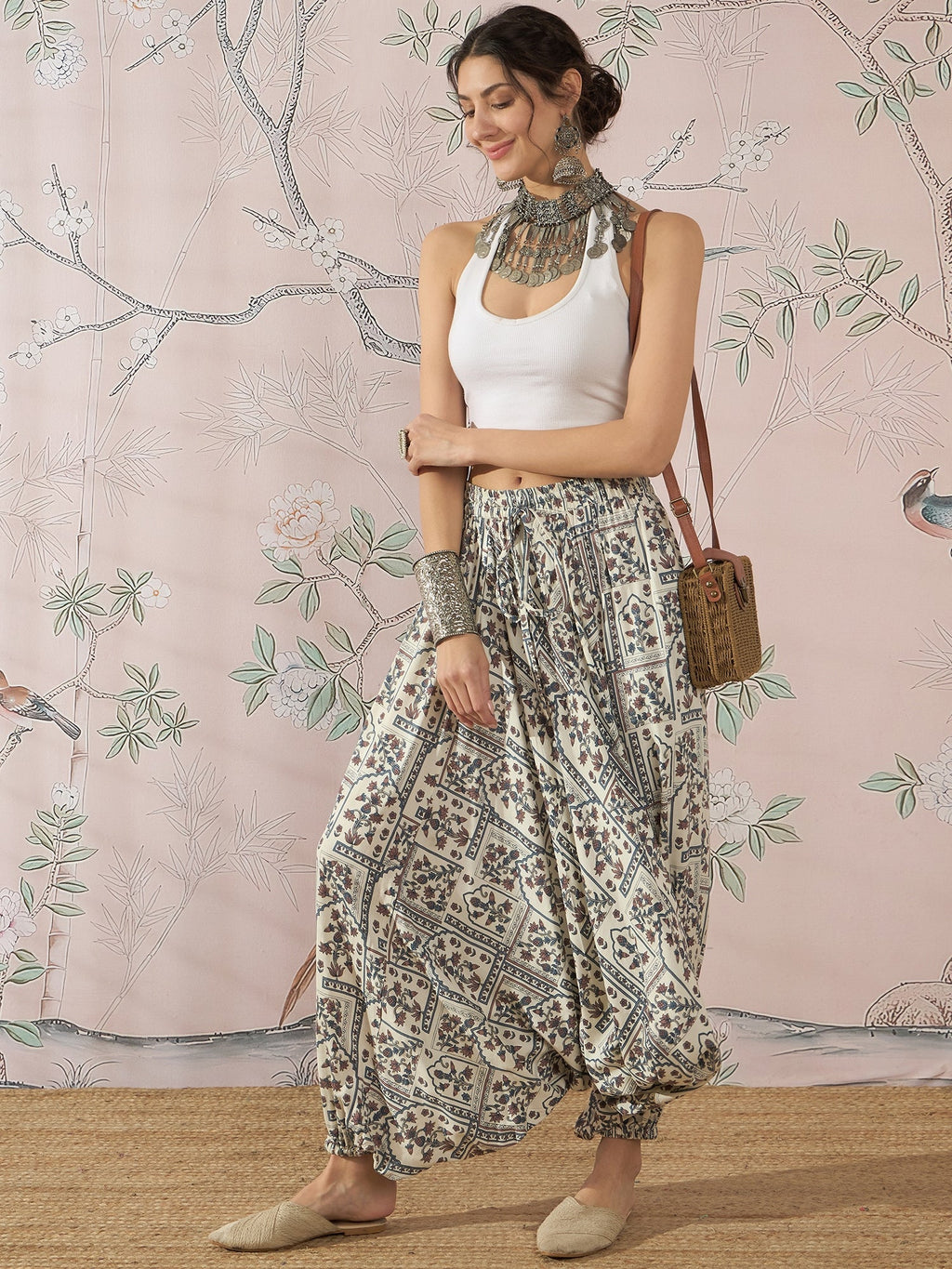 InWeave Cadet Blue Ethnic Window Harem Pant
