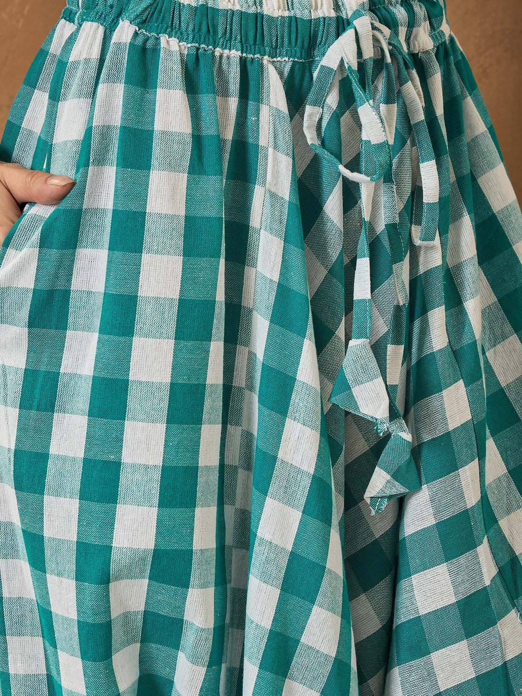 InWeave Light Blue Big Check Cowl Harem