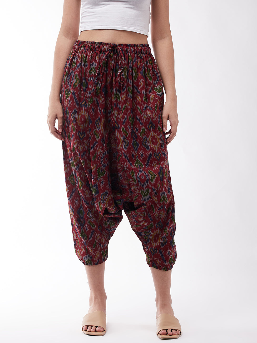 InWeave Women's Abstract Ikkat Harem Pant