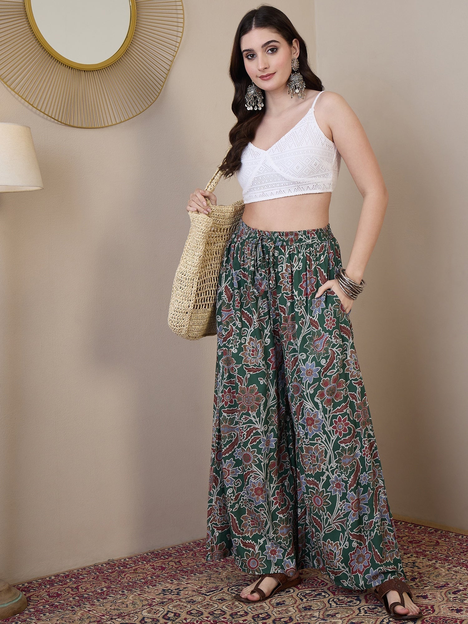 InWeave Green Big Jaal Palazzo