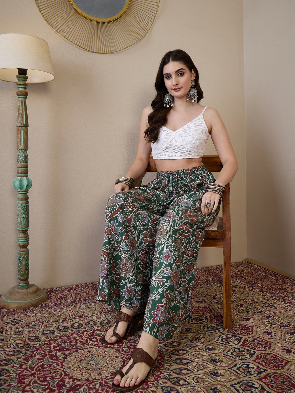InWeave Green Big Jaal Palazzo