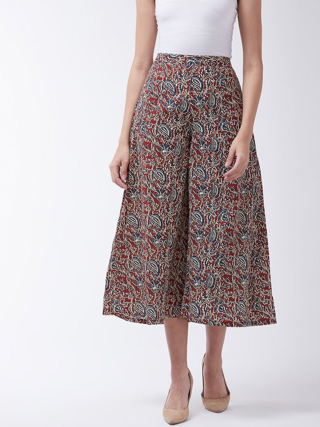 InWeave Women's Maroon Kalamkari Palazzo