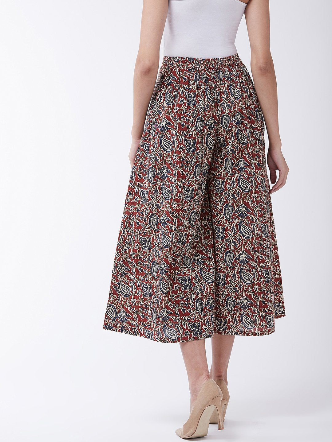 InWeave Women's Maroon Kalamkari Palazzo